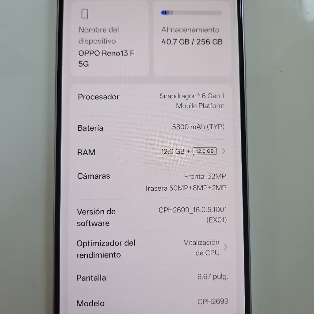 CELULAR OPPO RENO 13F 5G CPH2699 (2025) 256 GB 12 GB RAM (SEMINUEVO)