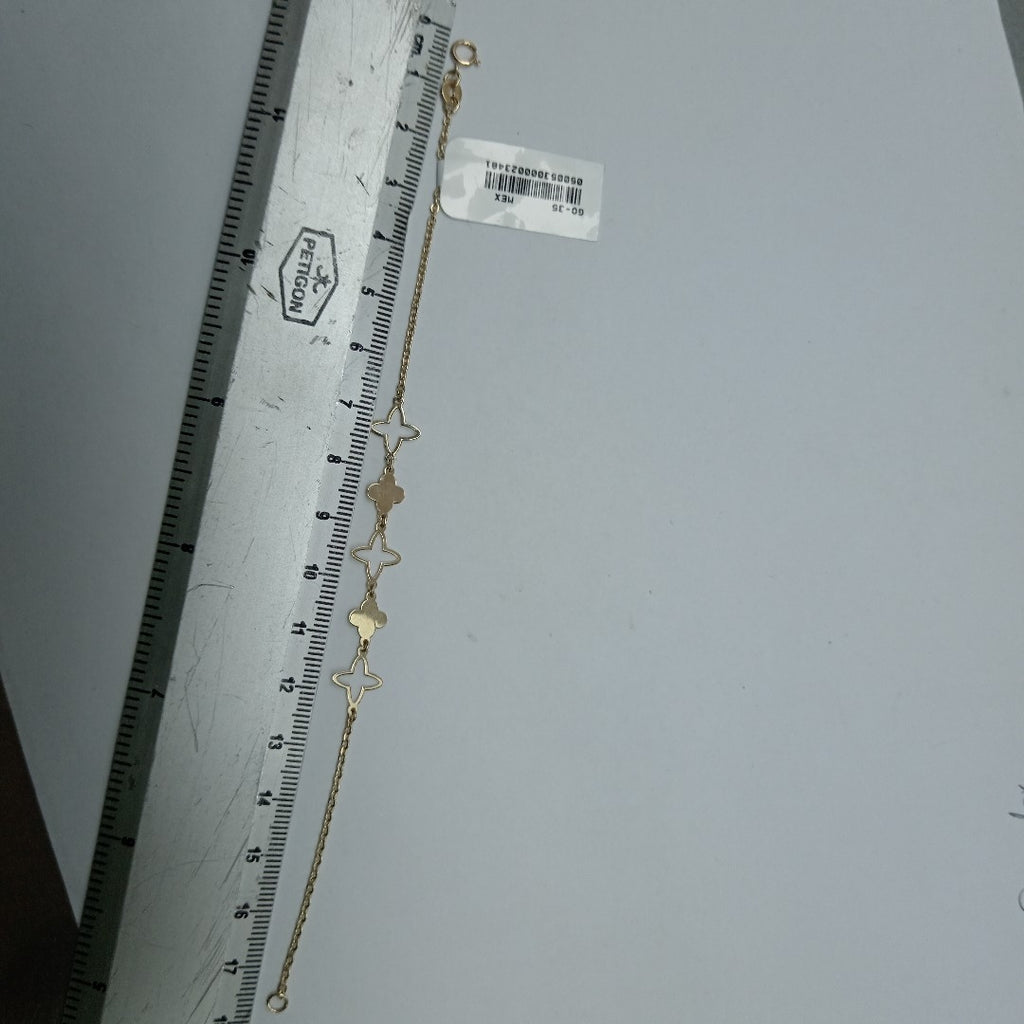 PULSERA TEJIDO ESP CON TREBOL 14K 18 CM 1.6 GR (NUEVO)