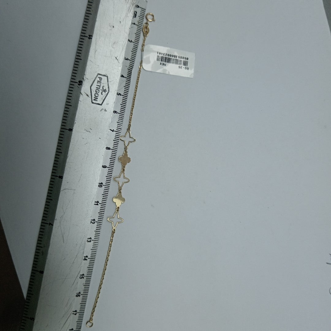 PULSERA TEJIDO ESP CON TREBOL 14K 18 CM 1.6 GR (NUEVO)