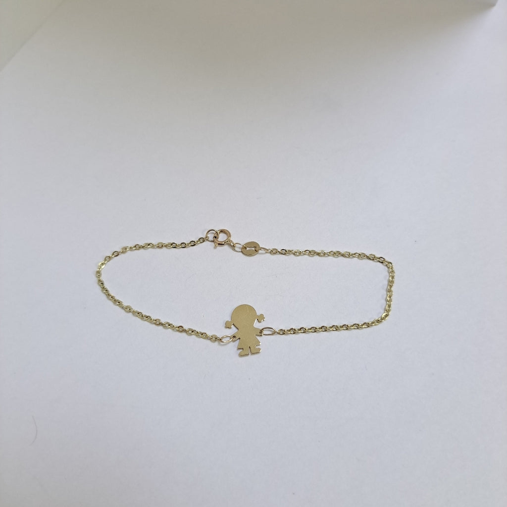 PULSERA ESP CON DIJE DE NIÑA 14K 18 CM 1.4 GR (NUEVO)