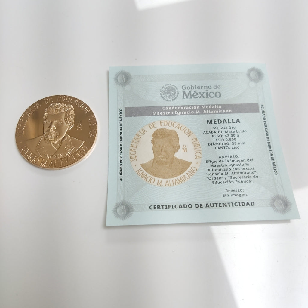 MEDALLA CONMEMORATIVA ORO 21 K 41.8 GRMS (SEMINUEVO)