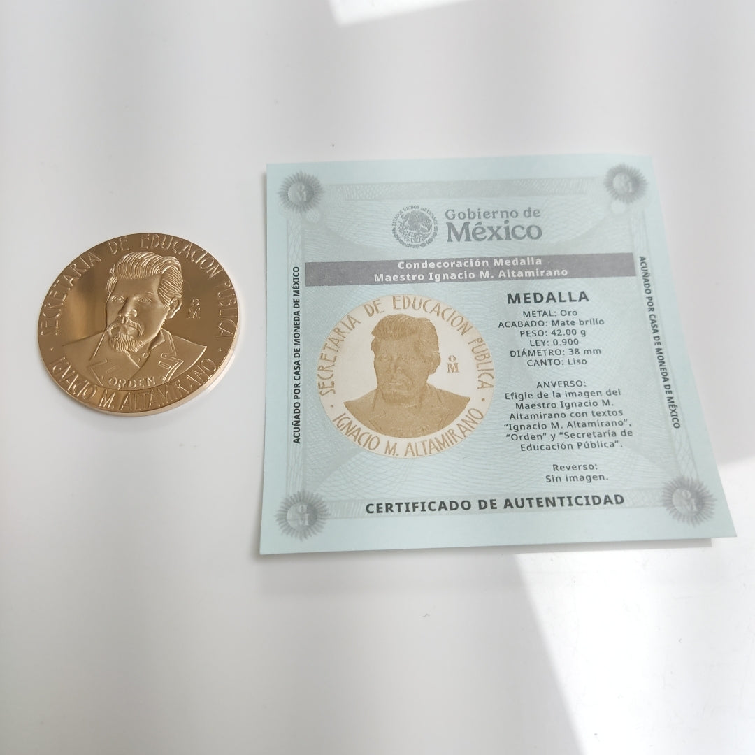 MEDALLA CONMEMORATIVA ORO 21 K 41.8 GRMS (SEMINUEVO)