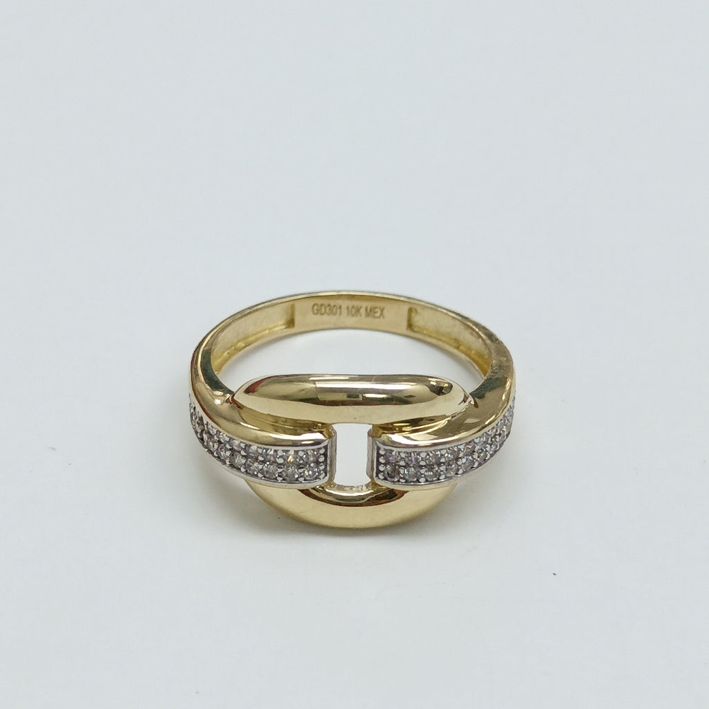 ANILLO ANILLITO C CIRCONIAS 10K 7.5 TALLA 2.6 GR (NUEVO)