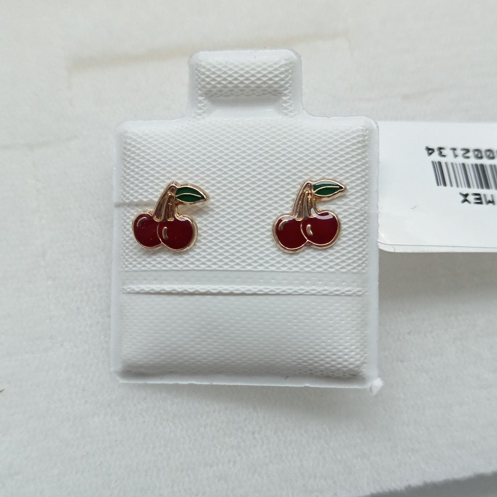 BROQUELES BROQUE FIG CEREZA C ESMALTE 14K 0.2203 GR (NUEVO)