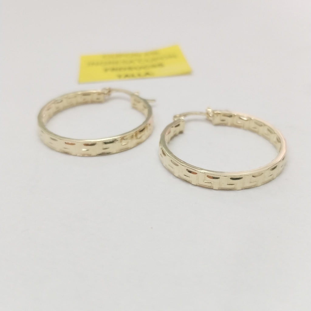 ARETES TEJIDO ARRACADA CON GRECAS 14K 2.7 GR (NUEVO)