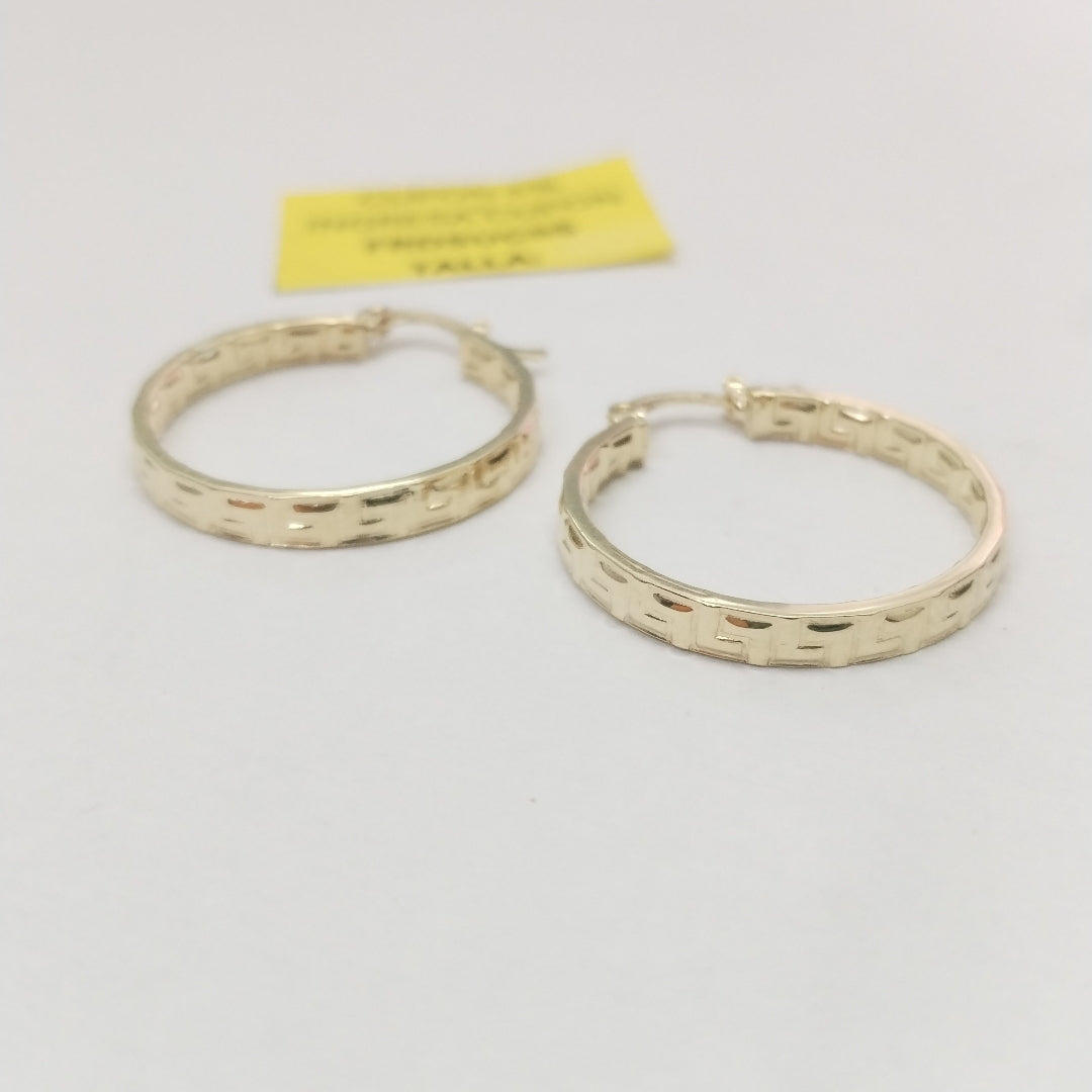 ARETES TEJIDO ARRACADA CON GRECAS 14K 2.7 GR (NUEVO)