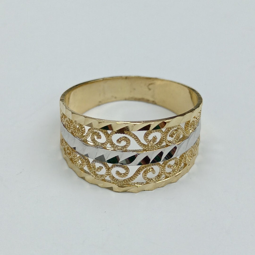 ANILLOS TIPO FILIGRANA COMBINADO 14K TALLA 8 2.7 GR (NUEVO)