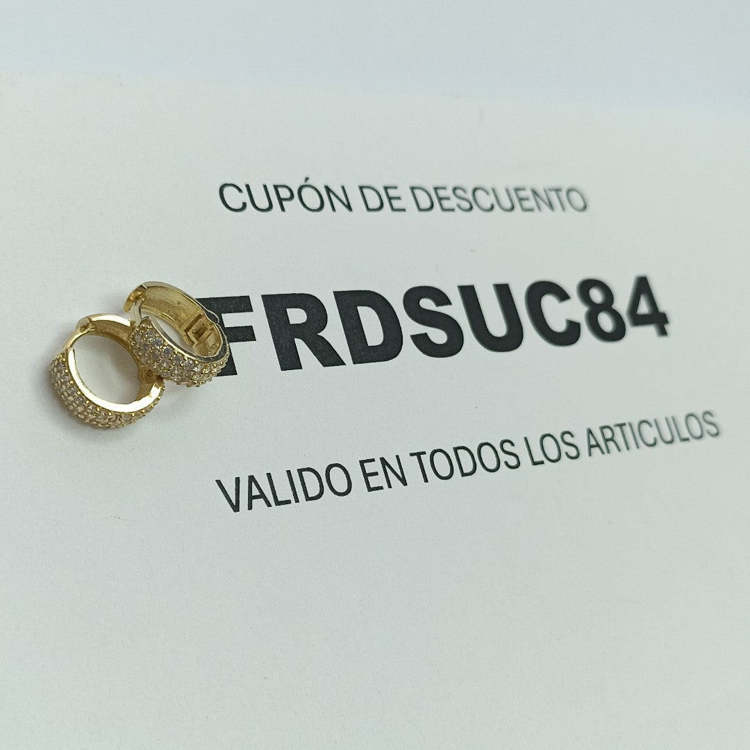 ARETES HUGGIE CON CIRCONIAS 14K 2 GR (NUEVO)