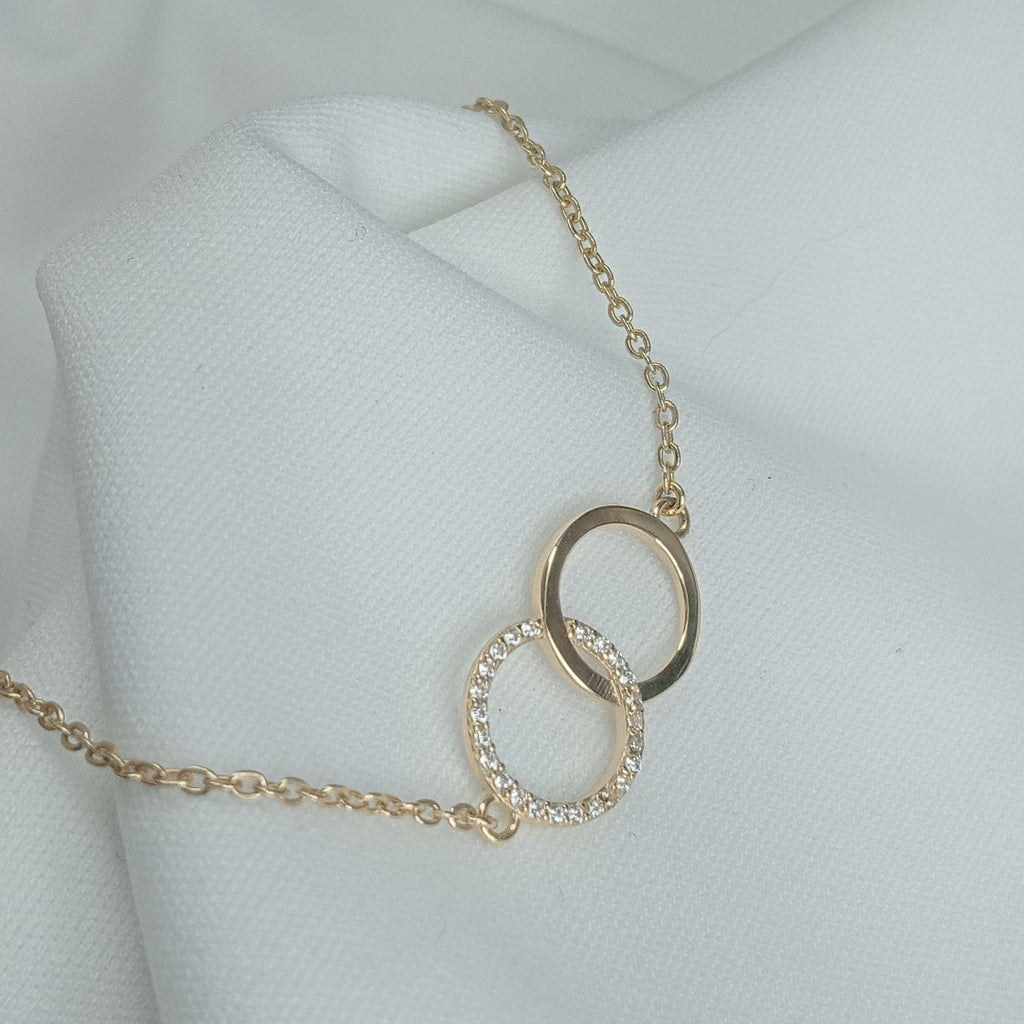 PULSERA TEJIDO ESPECIAL FIG AROS UNIDOS C CIRCS 14K 18 CM 2.1 GR (NUEVO)
