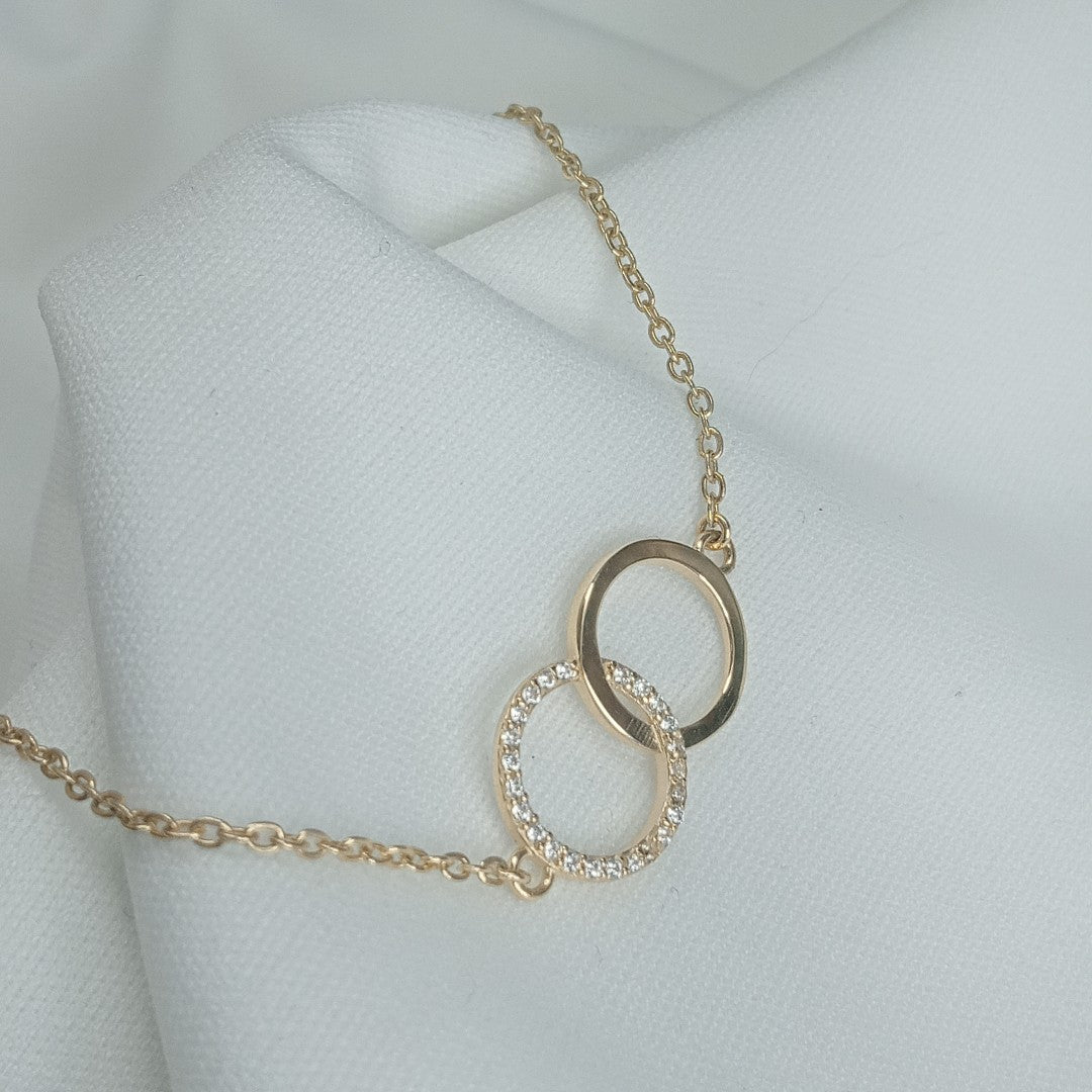 PULSERA TEJIDO ESPECIAL FIG AROS UNIDOS C CIRCS 14K 18 CM 2.1 GR (NUEVO)