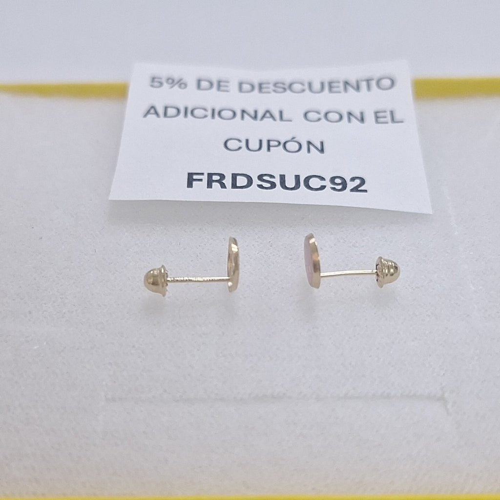 BROQUELES BROQUEL FIG SONRISA ESMALTE ROSA 14K 0.1696 GR (NUEVO)