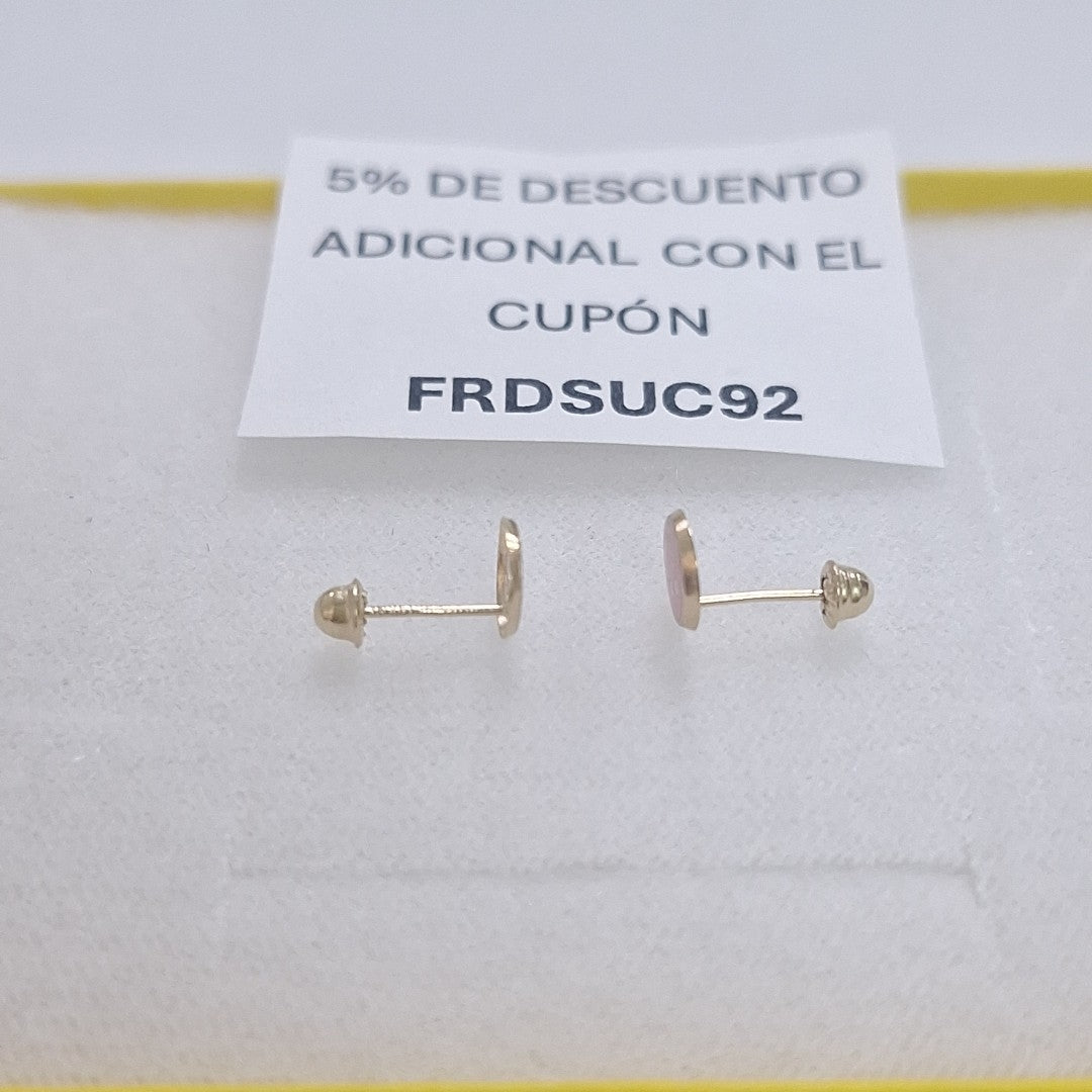 BROQUELES BROQUEL FIG SONRISA ESMALTE ROSA 14K 0.1696 GR (NUEVO)