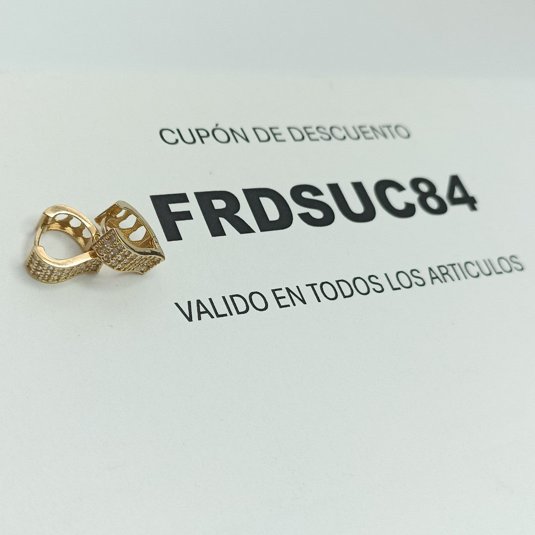 ARETES ARRACADAS CORAZON C CIRCONIAS 14K 2.1 GR (NUEVO)