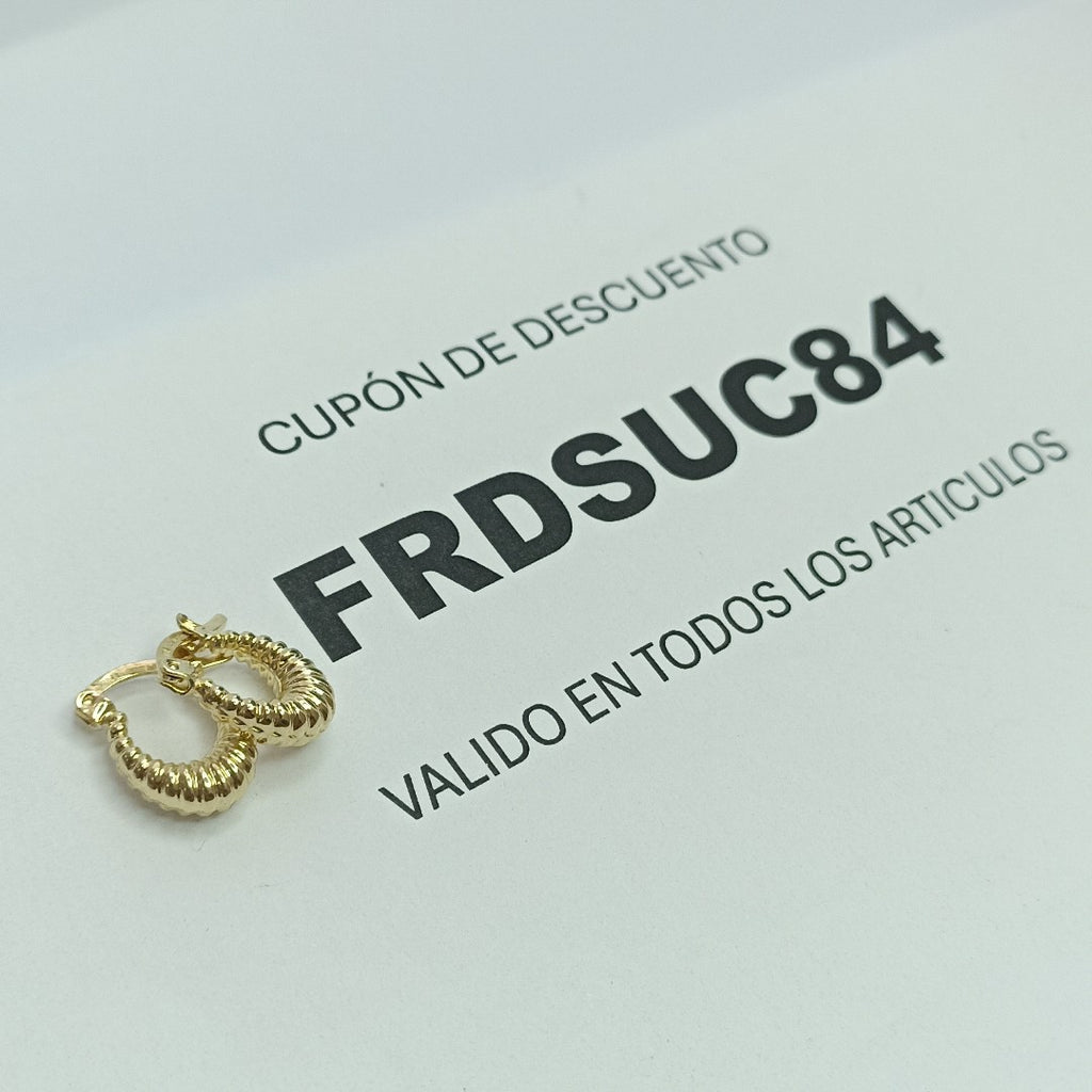 ARETES ARRACADA ESTRIADAS 14K 1.1 GR (NUEVO)