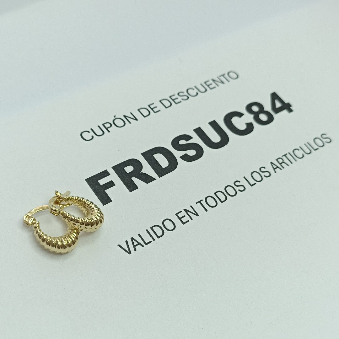 ARETES ARRACADA ESTRIADAS 14K 1.1 GR (NUEVO)