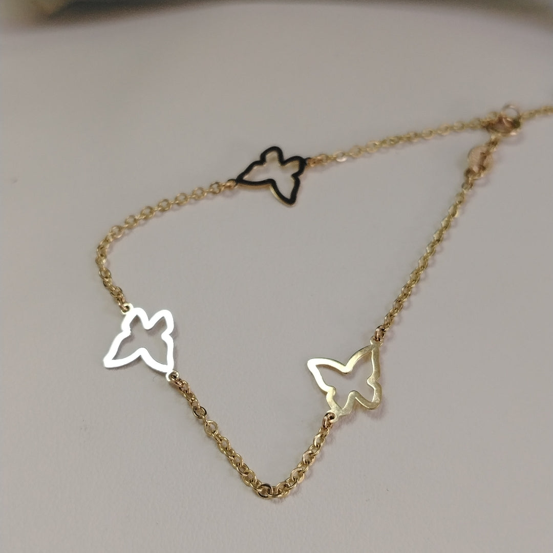 PULSERA ESPECIAL C MARIPOSAS 14K 18 CM 1.7 GR (NUEVO)