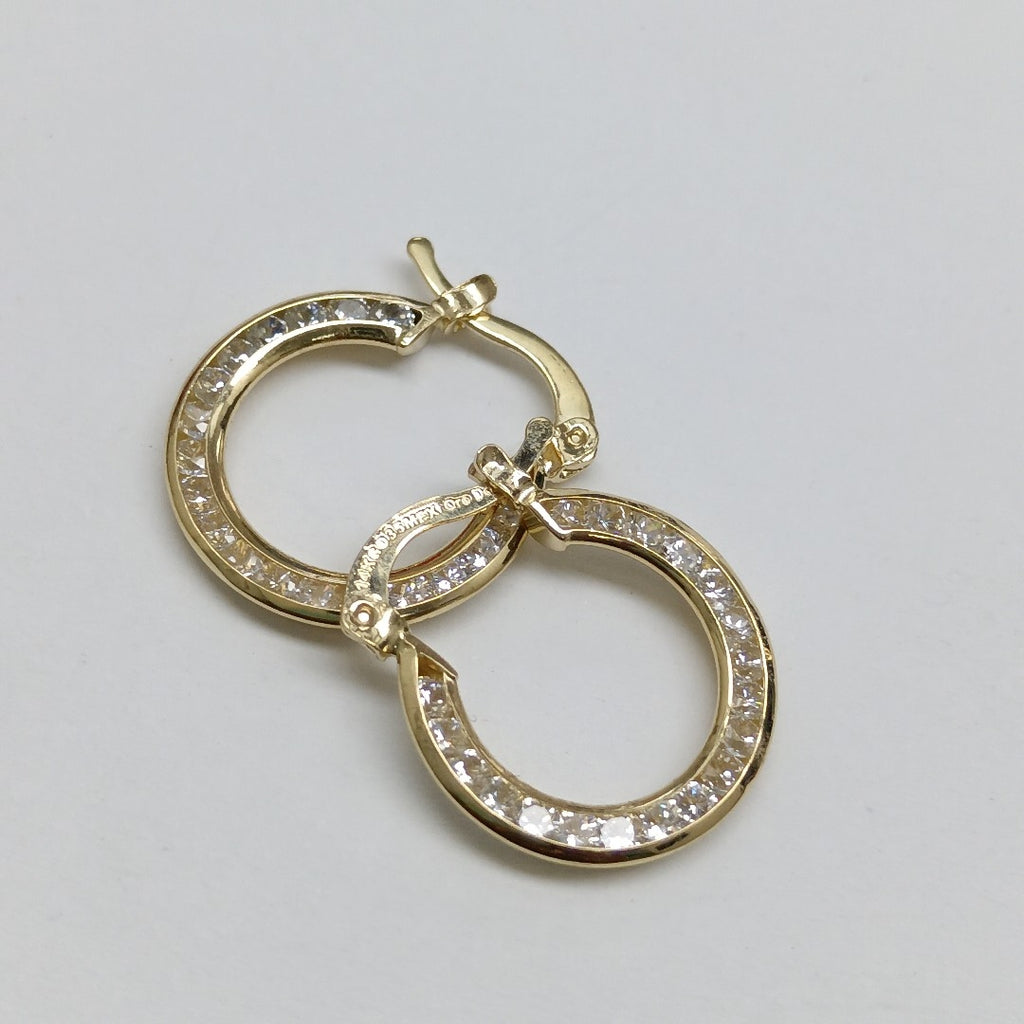 ARETES ARRACADAS CON CIRCONIAS 14K 2.3 GR (NUEVO)