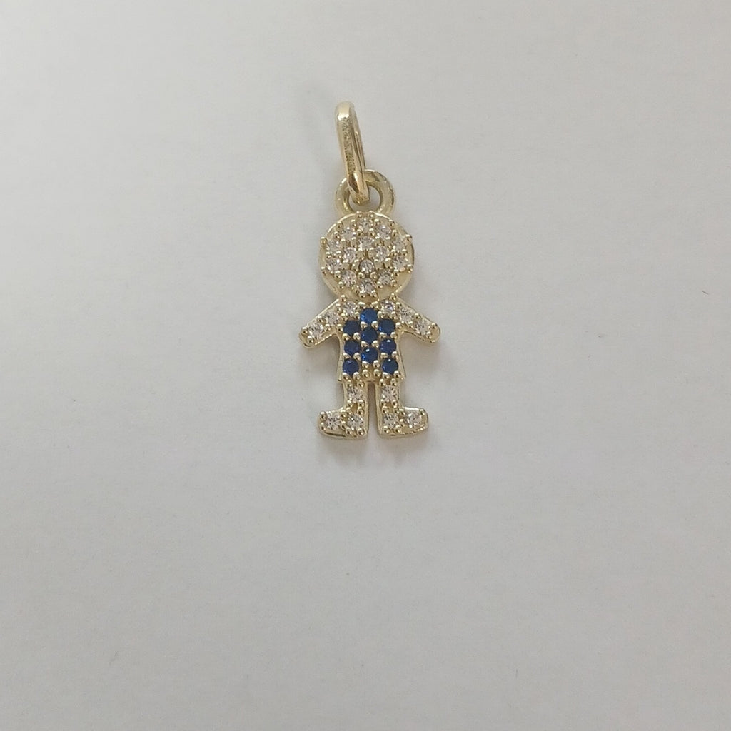 DIJE NIÑO CON CIRCONIAS Y PIEDRAS DE COLOR 10K 0.9 GR (NUEVO)