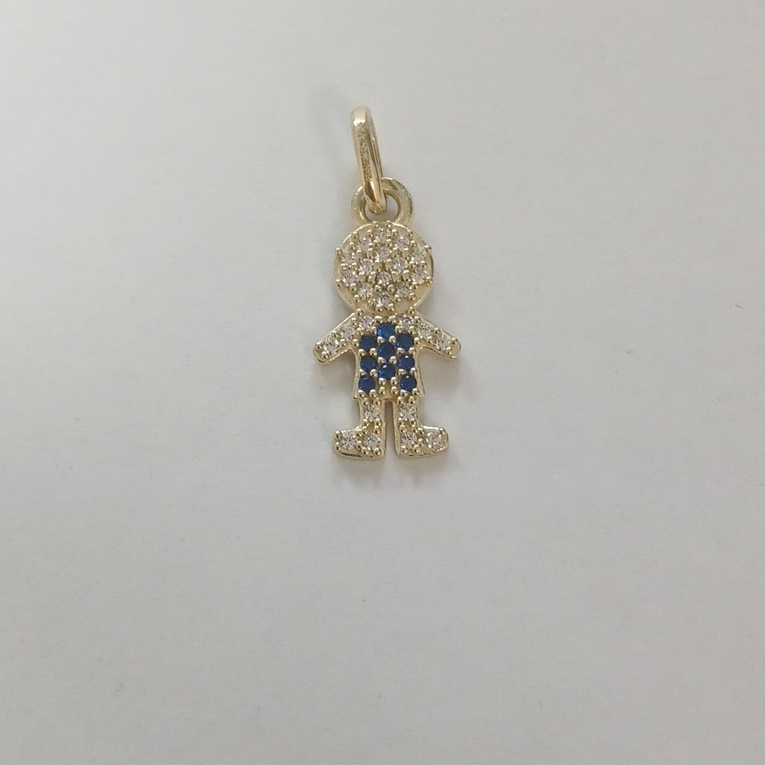 DIJE NIÑO CON CIRCONIAS Y PIEDRAS DE COLOR 10K 0.9 GR (NUEVO)