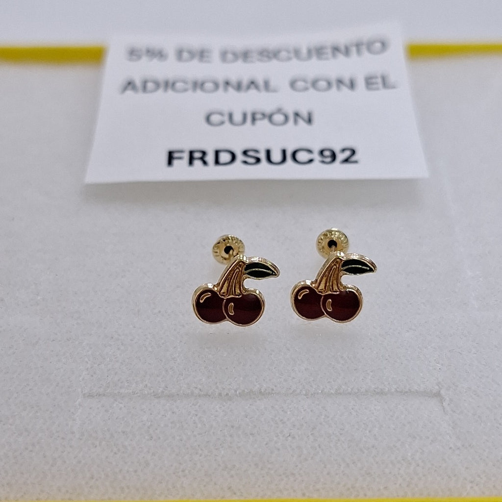 BROQUELES BROQUE FIG CEREZA C ESMALTE 14K 0.2203 GR (NUEVO)