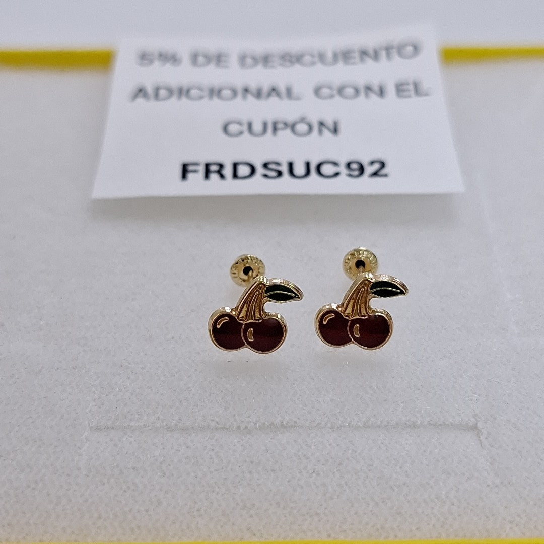 BROQUELES BROQUE FIG CEREZA C ESMALTE 14K 0.2203 GR (NUEVO)