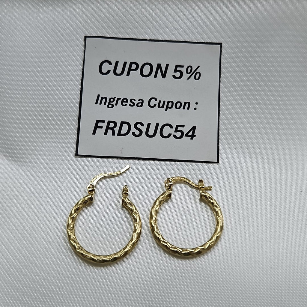 ARETES ARRACADAS LABRADAS 14K 2.1 GR (NUEVO)