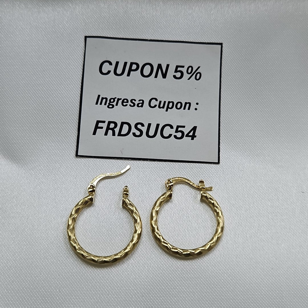 ARETES ARRACADAS LABRADAS 14K 2.1 GR (NUEVO)