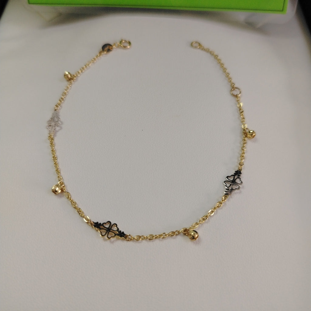 PULSERA ESPECIAL CON TREBOL 14K 18 CM 1.9 GR (NUEVO)