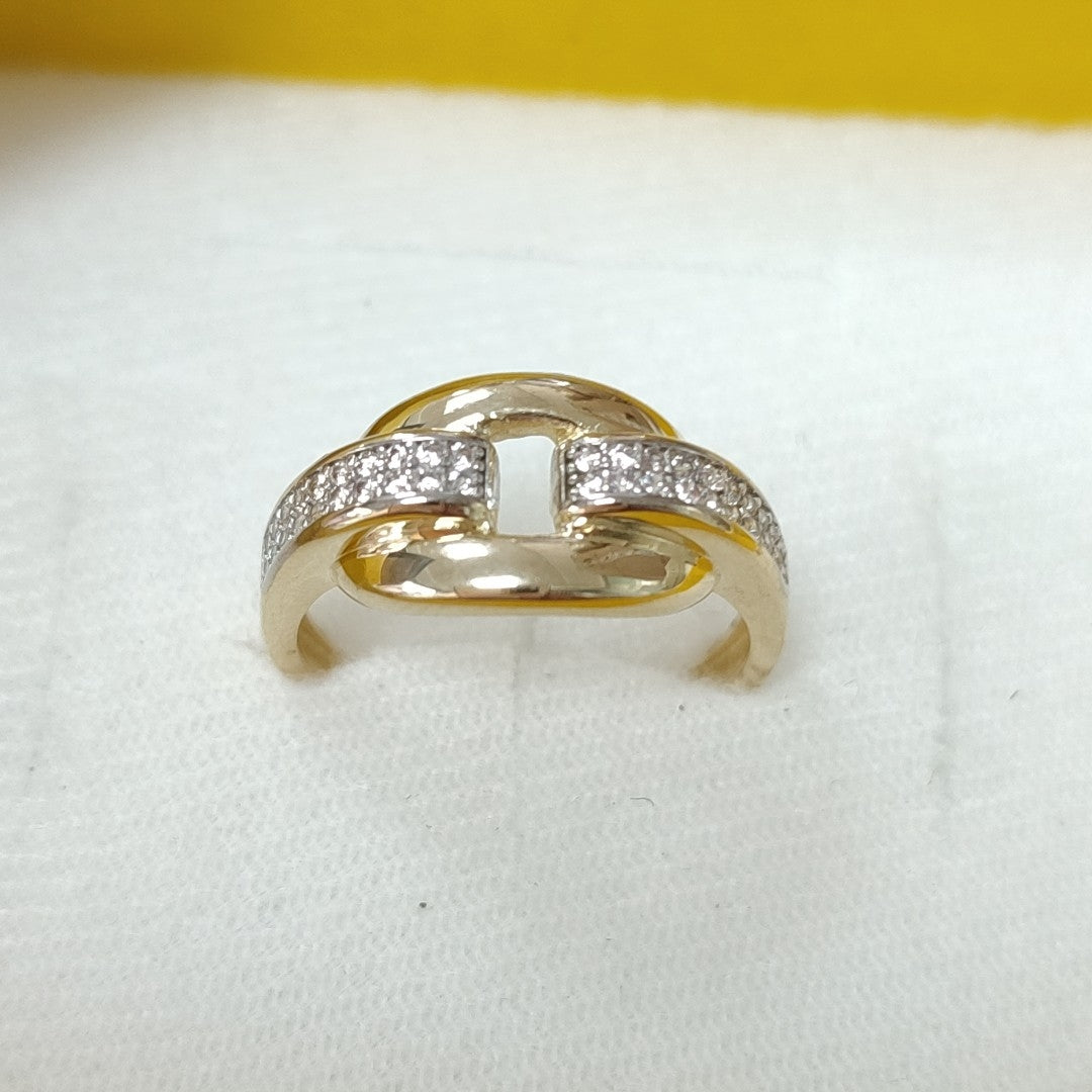 ANILLO ANILLITO C CIRCONIAS 10K 8.5 TALLA 2.8 GR (NUEVO)