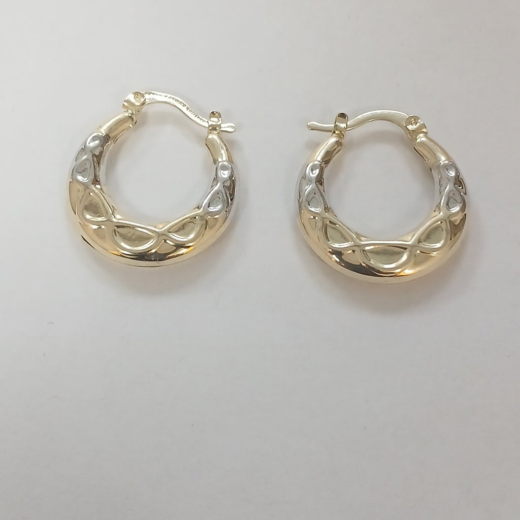 ARETES ARRACADAS COMBINADAS CON INFINITO 14K 2.2 GR (NUEVO)