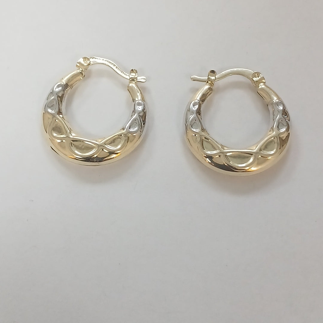 ARETES ARRACADAS COMBINADAS CON INFINITO 14K 2.2 GR (NUEVO)