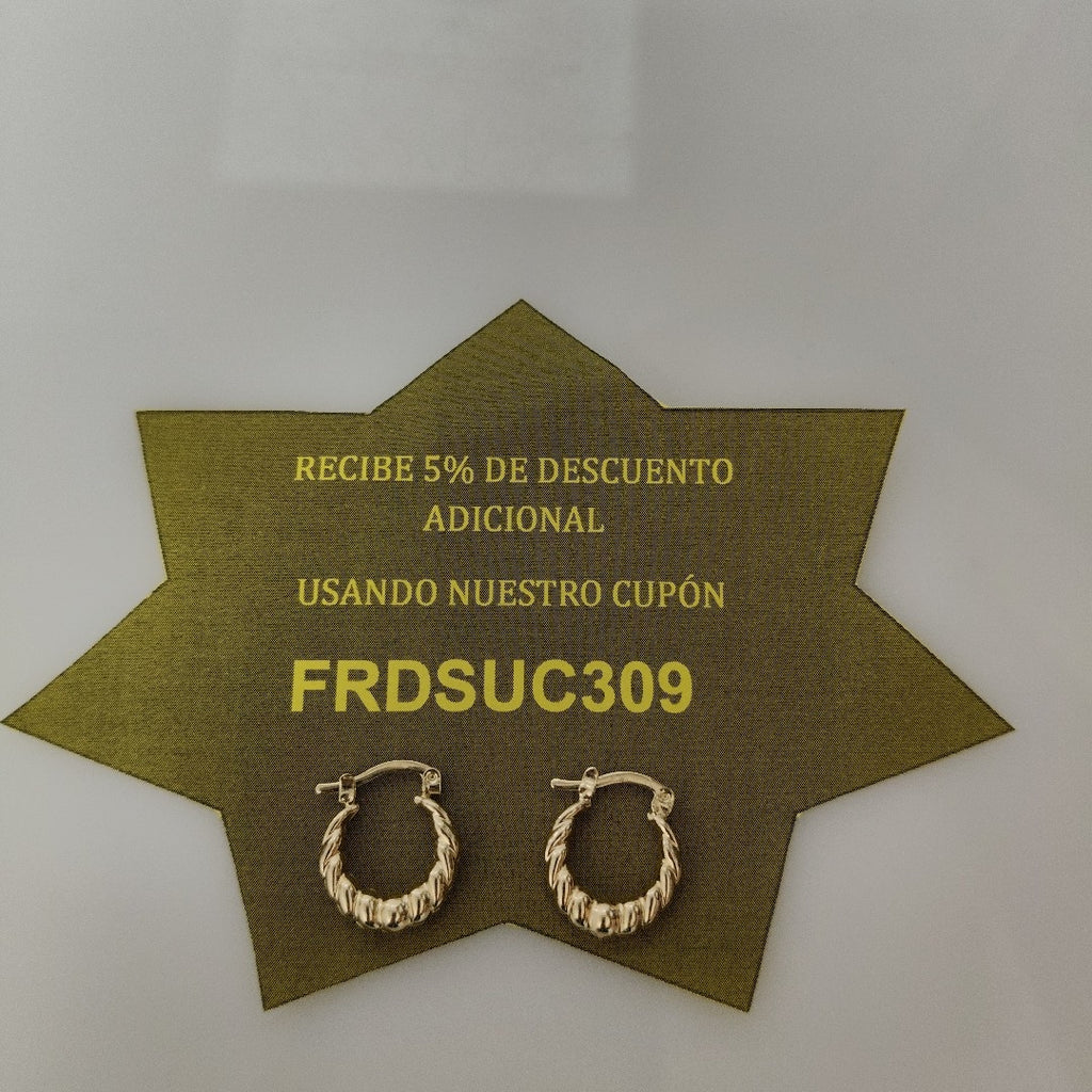 ARETES ARRACADAS TZL HUECAS 14K 1.5 GR (NUEVO)