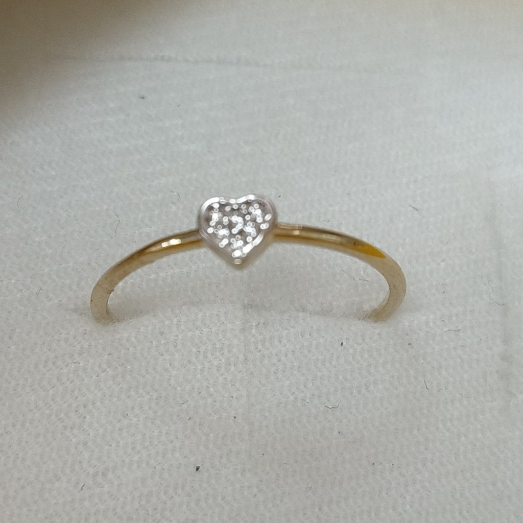 ANILLO ANILLITO CORAZON C CIRCONIA 14K 9 TALLA 0.9 GR (NUEVO)
