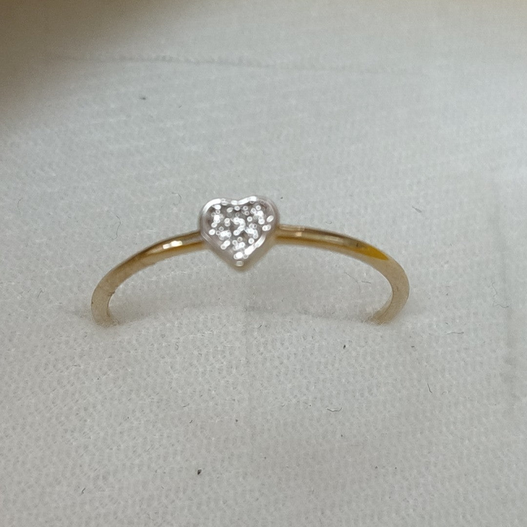 ANILLO ANILLITO CORAZON C CIRCONIA 14K 9 TALLA 0.9 GR (NUEVO)