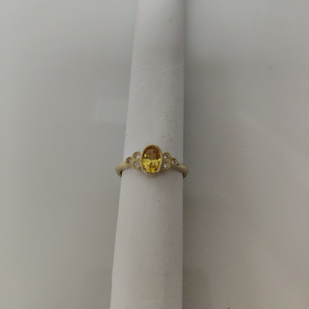 ANILLOS CON CIRCONIAS Y PIEDRA DE COLOR 14K TALLA 8 1.9 GR (NUEVO)