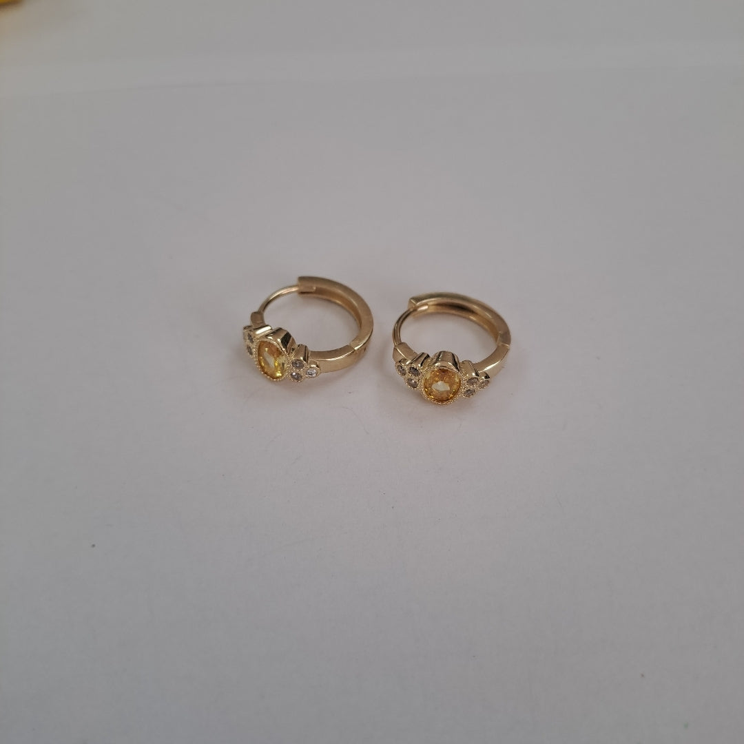 ARETES ARRACADAS CON CIRCONIAS Y PDRAS COL 14K 3.2 GR (NUEVO)