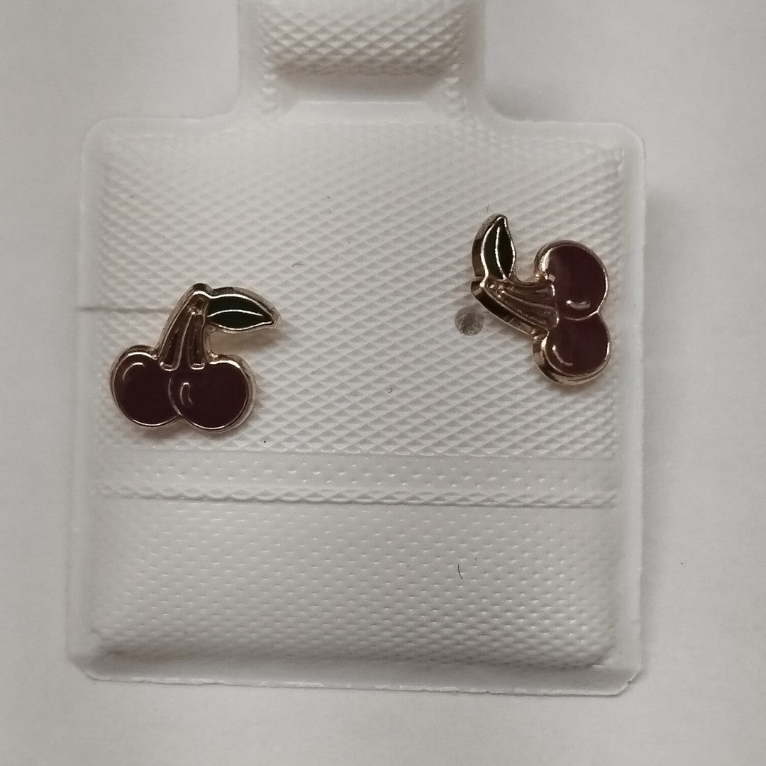 BROQUELES BROQUE FIG CEREZA C ESMALTE 14K 0.2203 GR (NUEVO)