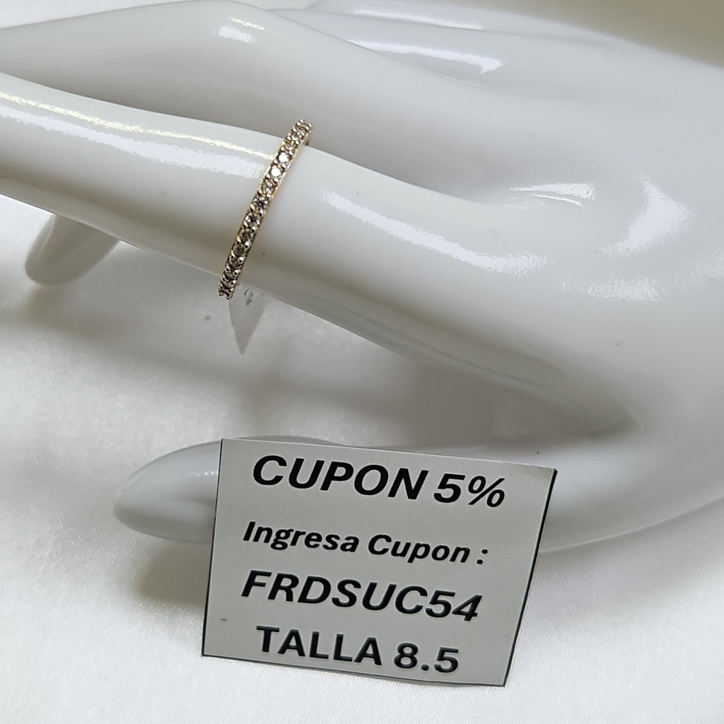 ANILLO ANILLITO CHURUMBELA C CIRCONIAS 14K 8.5 TALLA 2.1 GR (NUEVO)