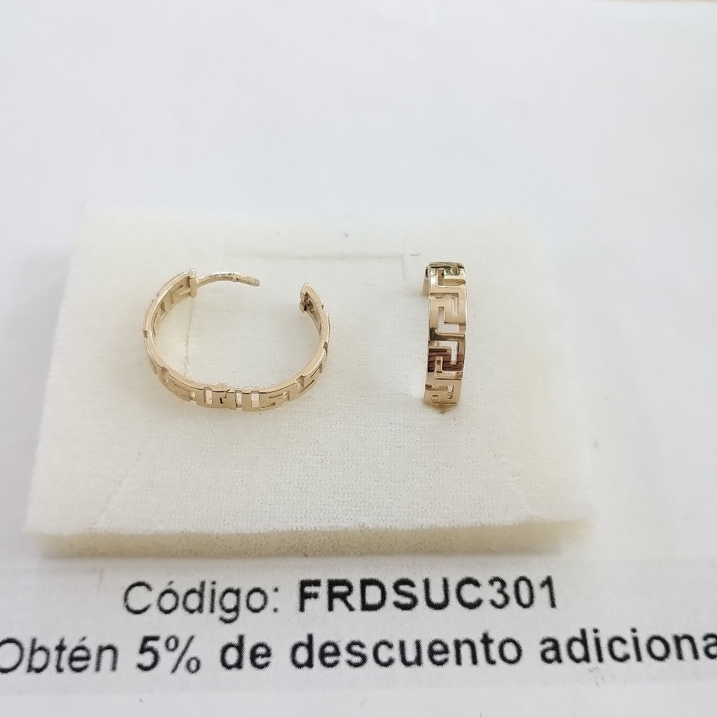 ARETES ARRACADA C GRECAS 14K 7.5 GR (NUEVO)