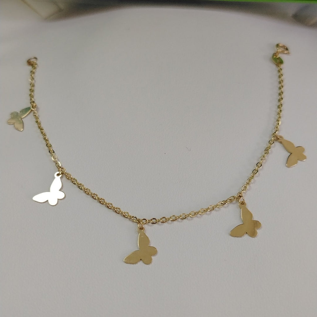 PULSERA ESPECIAL CON MARIPOSAS 14K 18 CM 2 GR (NUEVO)