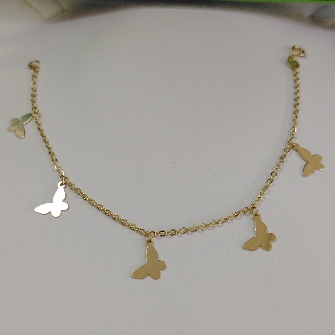 PULSERA ESPECIAL CON MARIPOSAS 14K 18 CM 2 GR (NUEVO)