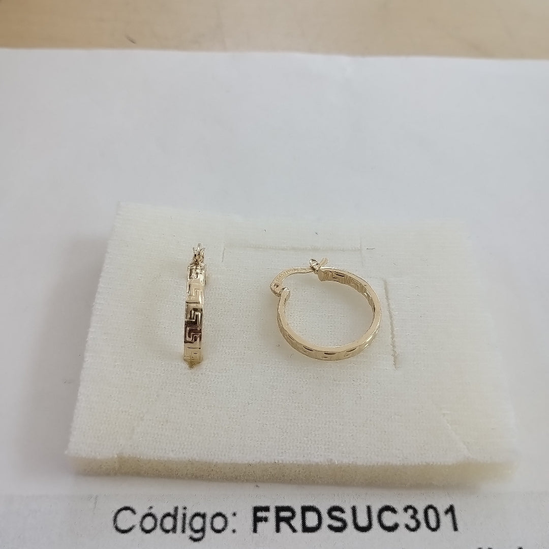 ARETES TEJIDO ARRACADAS TIPO GRECAS 14K 2 GR (NUEVO)