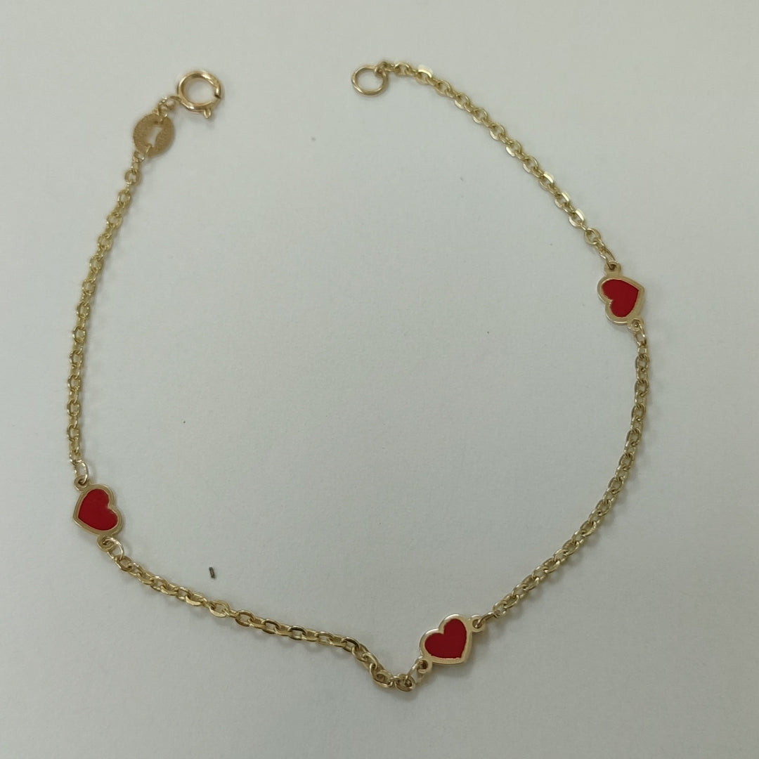 PULSERA ESPECIAL CON CORAZONES 14K 18 CM 1.4 GR (NUEVO)