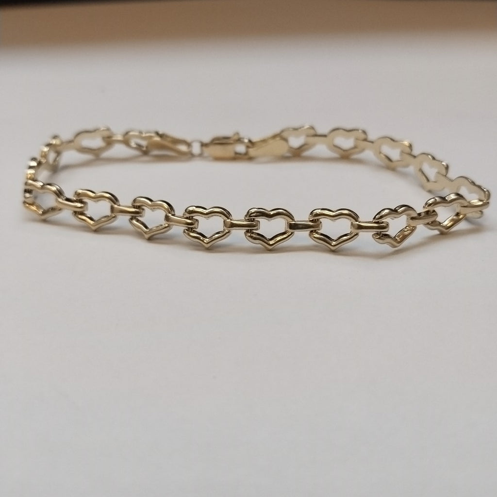 PULSERA ESPECIAL CON CORAZONES 14K 18 CM 4.4 GR (NUEVO)