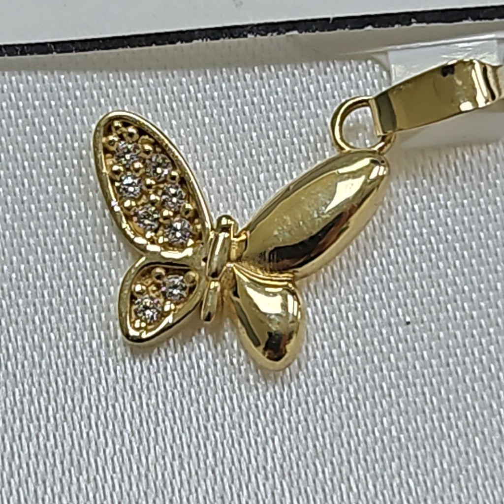 DIJE MARIPOSA CON CIRCONIAS 10K 1 GR (NUEVO)