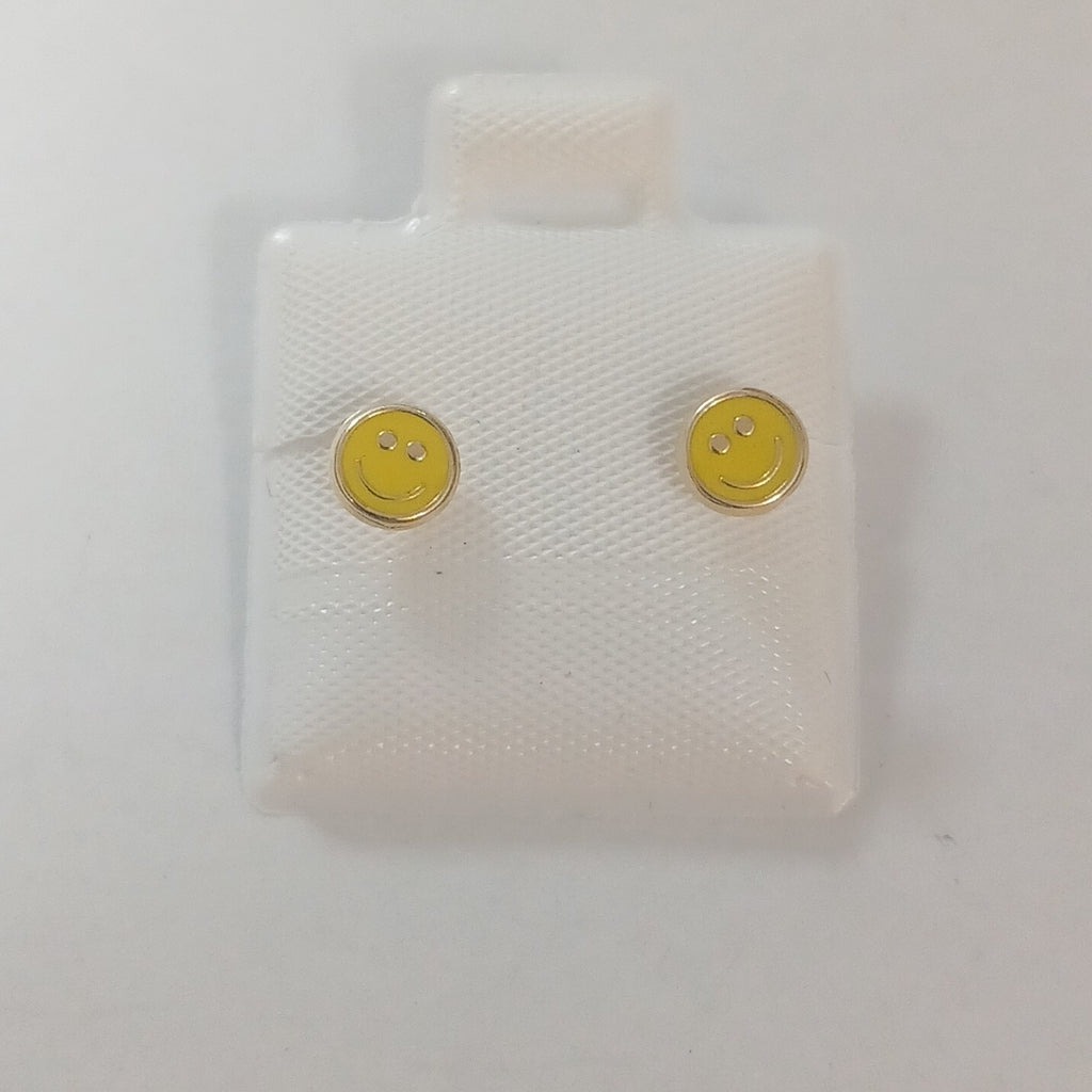 BROQUELES BROQUEL FIG SONRISA ESMALTE AMARILLO 14K 0.2074 GR (NUEVO)