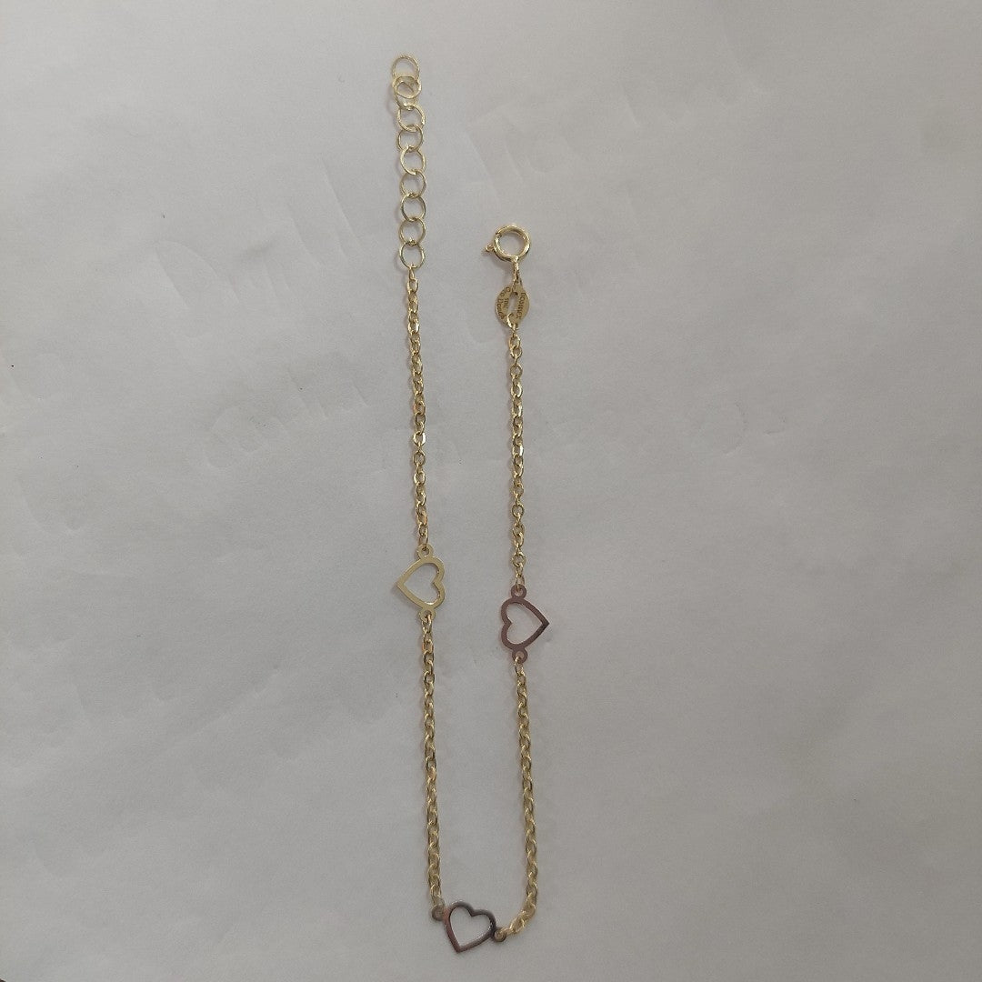 PULSERA ESPECIAL CON CORAZONES 10K 18 CM 1.2 GR (NUEVO)