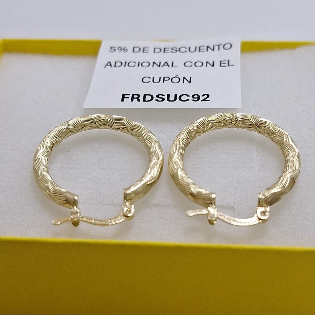 ARETES TEJIDO ARRACADA LABRADA 14K 2.7 GR (NUEVO)