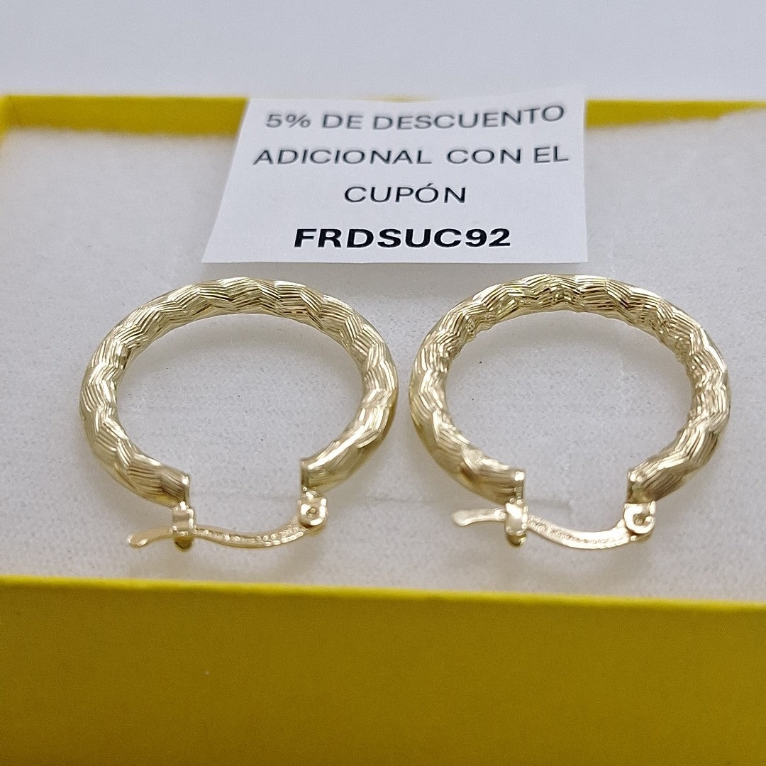 ARETES TEJIDO ARRACADA LABRADA 14K 2.7 GR (NUEVO)