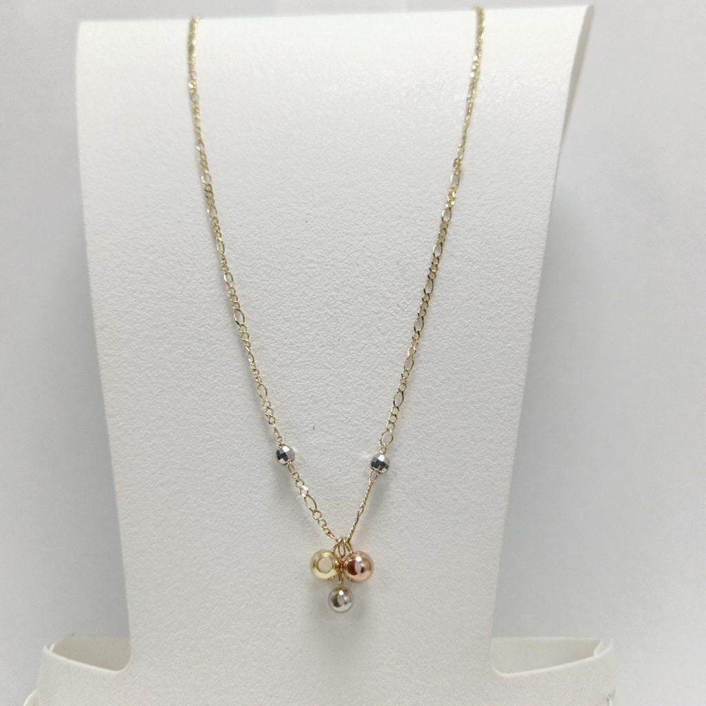 CADENA GARGANTILLA 3X1 CON ESFERAS COMBINADAS 14K 45 CM 3.1 GR (NUEVO)